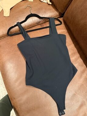 Nuuds Black One-Piece Bodysuit with Wide Straps